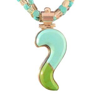 David Troutman Silver Creations Blue & Green Turquoise Pendant Necklace